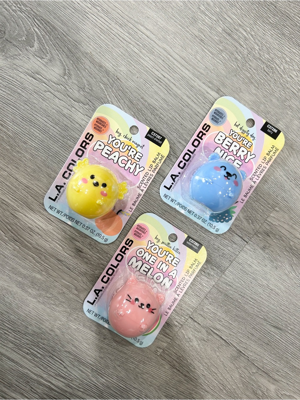L.A. Colors Lip Balm Trio in Yellow, Blue, Pink